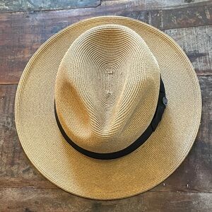 Straw Wide Brim Fedora with Black Band